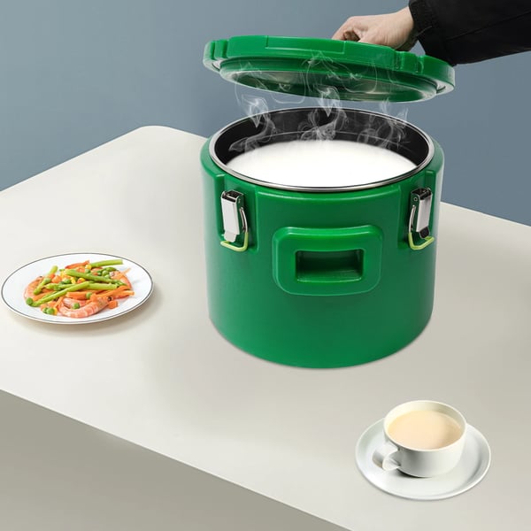 Isoleret suppebeholder - Catering madvarmer/varmeboks - 15 L - Isolering 8–12 Timer - 201 Rustfrit Stål Inderkar - Max 100°C - Indv. 31×23 cm - Grøn