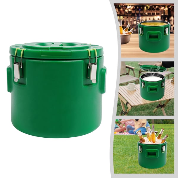 Isoleret suppebeholder - Catering madvarmer/varmeboks - 15 L - Isolering 8–12 Timer - 201 Rustfrit Stål Inderkar - Max 100°C - Indv. 31×23 cm - Grøn