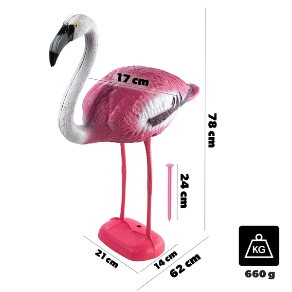 Flamingo - Havefigur - 80 cm - Plastik - XXL - Havedekoration