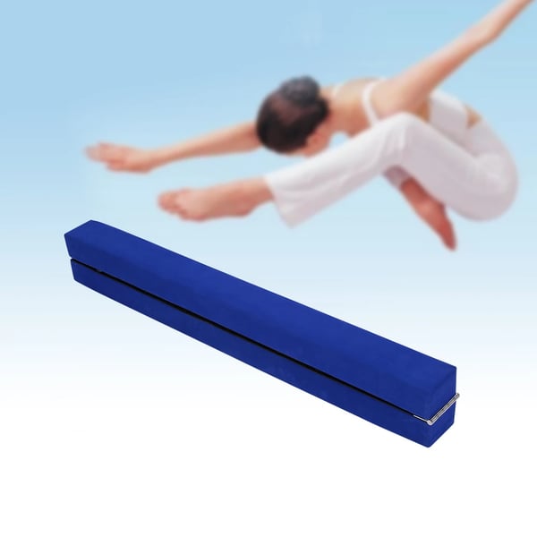Gymnastik balancebom - Sammenklappelig træningsbom - 2,13 m - 10 cm bred - Slidstærk ruskind - Blå