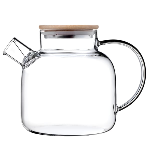 Glaskaraff - Kanna 1,5 l - Skruvlock - För te, vatten, kompott - Med tesil - Livsmedelssäker (FCM)