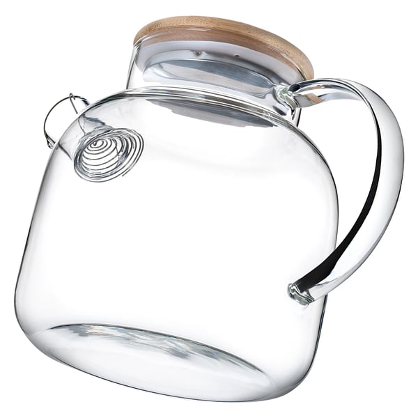 Glaskande - Karaffel 1,5 l - Skruelåg - Til te, vand, kompot - Med tefilter - Fødevaresikker (FCM)