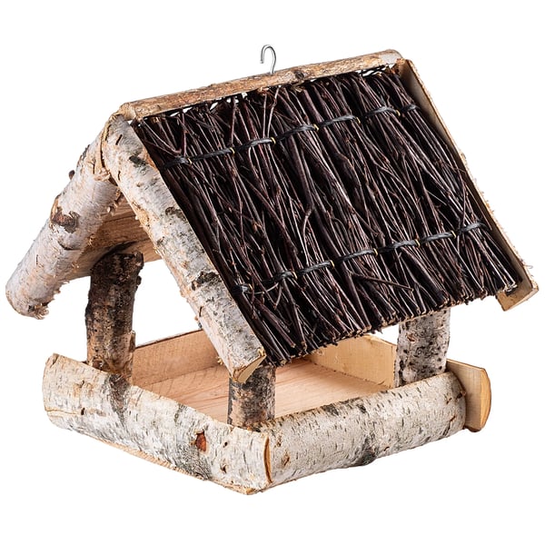Fuglefoderhus - Foderstation - Birketræ - 26x25 cm - Hvid - Til vilde fugle