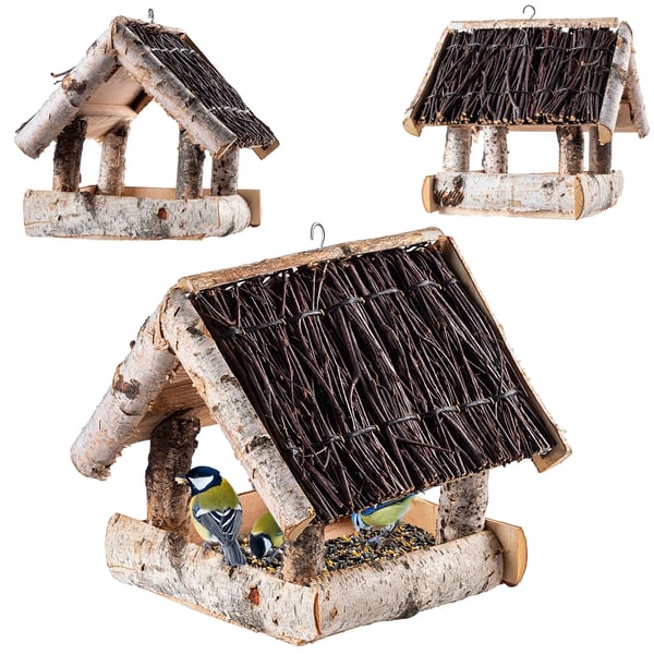 Lintulauta - Ruokintateline - Koivupuuta - 26x25 cm - Valkoinen - Villilinnuille