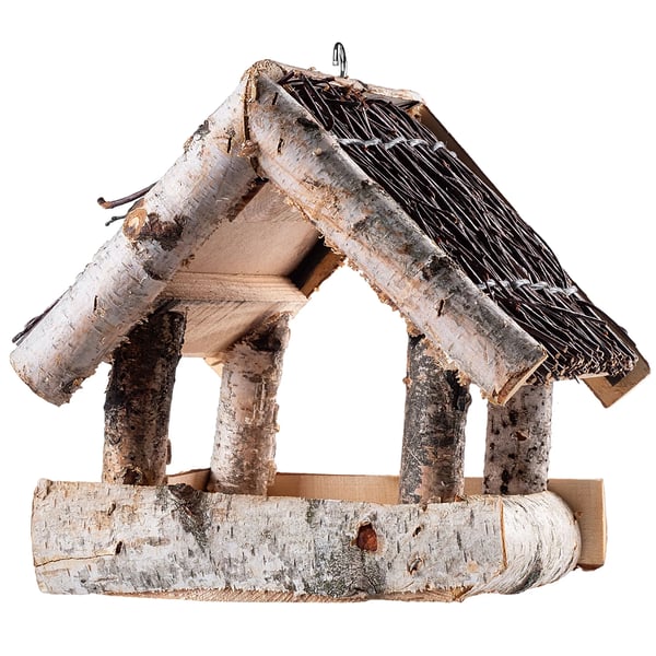 Lintulauta - Ruokintateline - Koivupuuta - 26x25 cm - Valkoinen - Villilinnuille