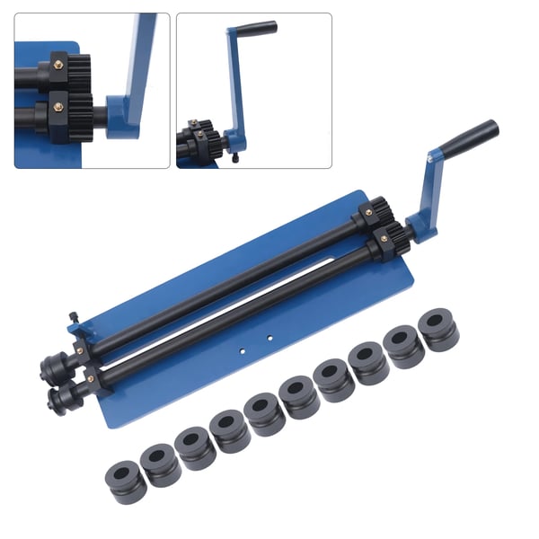Plåtsickmaskin - Bead Roller - 460 mm Hals - Max 1,2 mm Plåt - 3 Rullset 4/6/7,5 mm - Stål