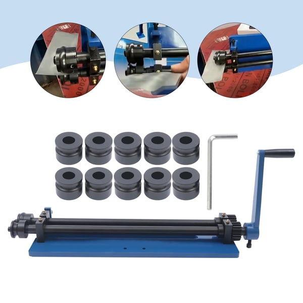 Plåtsickmaskin - Bead Roller - 460 mm Hals - Max 1,2 mm Plåt - 3 Rullset 4/6/7,5 mm - Stål