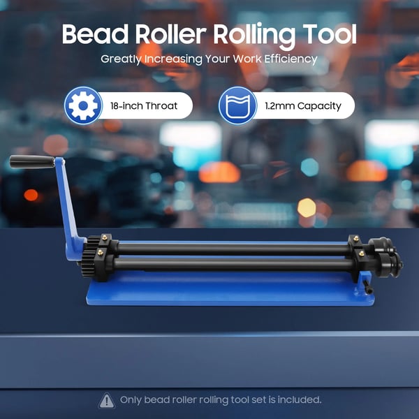 Plåtsickmaskin - Bead Roller - 460 mm Hals - Max 1,2 mm Plåt - 3 Rullset 4/6/7,5 mm - Stål