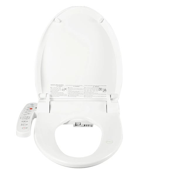 Sähköinen bidee-istuin - Pyöreä - Lämmitetty - Itsepuhdistuva - Automaattinen hajunpoisto - Lämmin ilma 3 tasoa - 1350W - 250 kg max - Valkoinen