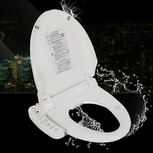 Elektrisk bidet toiletsæde - Rund - Varmesæde - Selvrens - Automatisk lugtfjernelse - Varm luft 3 trin - 1350W - Max 250 kg - Hvid