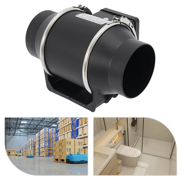 Kanalventilator - Inline rørventilator - 220 m³/h - 35 W - 150 Pa - 2600 rpm - EU-stik - Sort