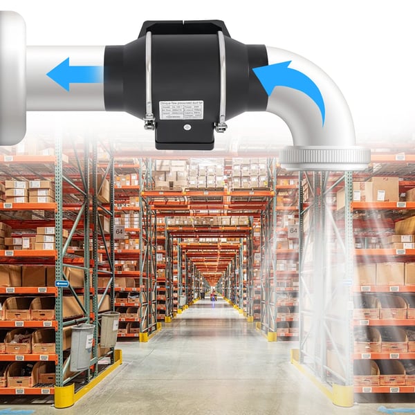Kanalventilator - Inline rørventilator - 220 m³/h - 35 W - 150 Pa - 2600 rpm - EU-stik - Sort