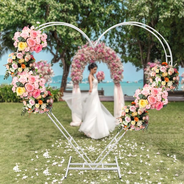 Bröllopsbåge - Blomsterställ - 2-Pack - 2,1 m - Dubbelrör - Plast - Storlek L - Mjölkvit