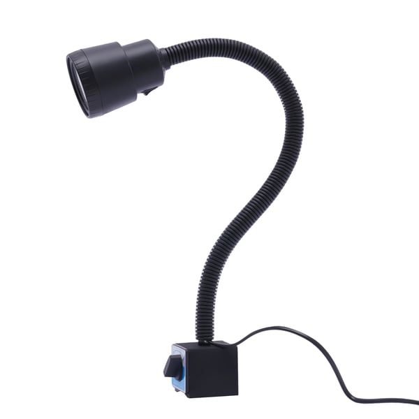 LED maskinlampe 5W - Arbejdslampe til drejebænk - Magnetfod - Fleksibel svanehals - 110–220V - 6500K - 500–600 lm - IP50 - Sort