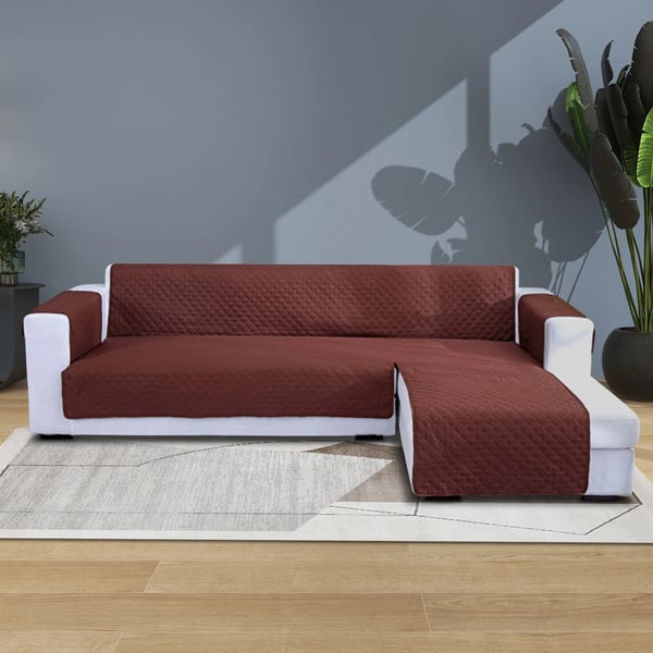 Hjørnesofabetræk - L‑formet - Vandtæt - Anti-slip - Kantforstærket - Slidstærk - Let at rengøre - 100% polyester - Chokoladebrun