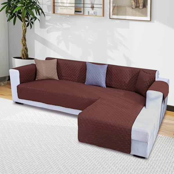 Hjørnesofabetræk - L‑formet - Vandtæt - Anti-slip - Kantforstærket - Slidstærk - Let at rengøre - 100% polyester - Chokoladebrun