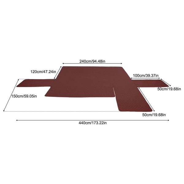 Hjørnesofabetræk - L‑formet - Vandtæt - Anti-slip - Kantforstærket - Slidstærk - Let at rengøre - 100% polyester - Chokoladebrun