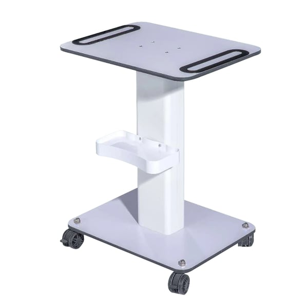 Salonvogn - Rullevogn til skønhedsudstyr - Kapacitet 40 kg - 4 Hjul (2 med bremse) - Mål 52×40×69 cm - Træ & Metal - Samling påkrævet - Hvid