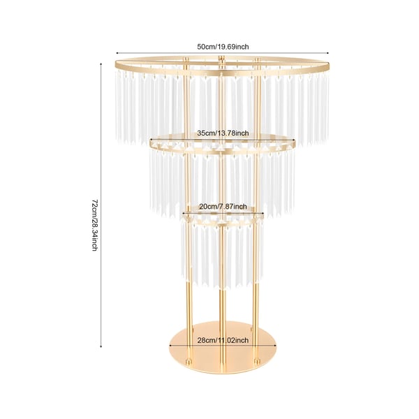 Krystal blomsterstander - 3-lags stativ - Moderne bryllups- & festdekoration - Centerpiece til blomster eller balloner - DIY banketpynt - Gul