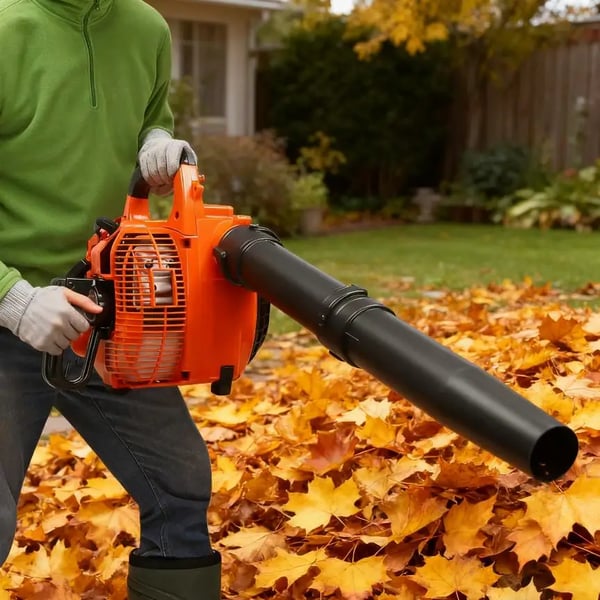 Løvsuger & Løvblæser - Håndholdt Benzin 2-takt - Motor 25,4 cm³ - Suge- og Findelefunktion - Opsamlingspose - To Blæserrør - Orange