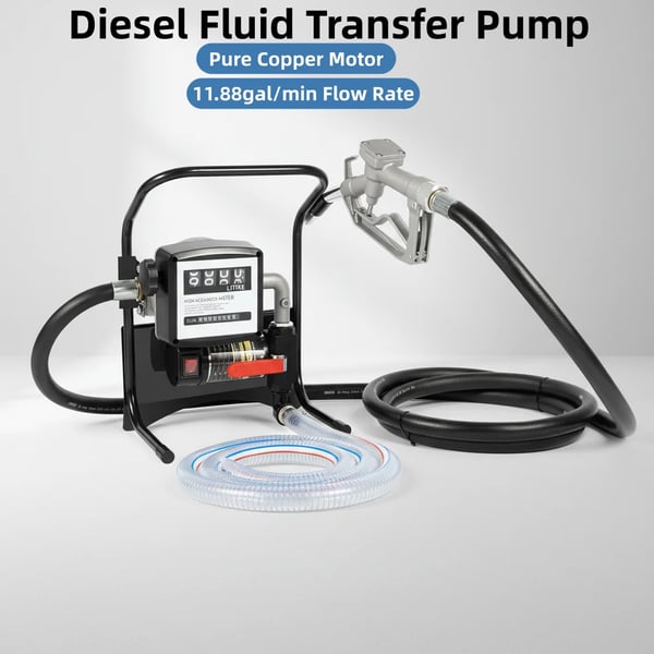 Olieudskiftningspumpe - Elektrisk olieekstraktor/dieseloverførselspumpe - 45 L/min - 200 W - 3600 RPM - Til olie og diesel