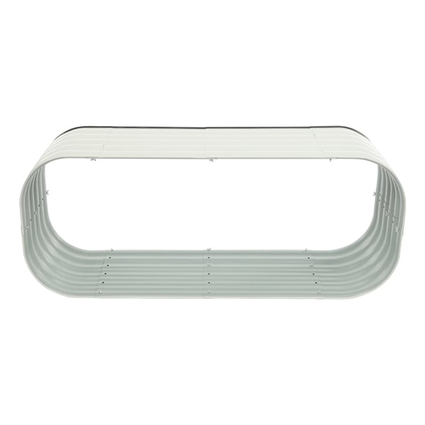 Højbed - Metal plantekasse - 8-i-1 modulær - Rektangulær 150x60x43 cm - Ekstra stor - 4 bøjede + 4 lige paneler - Hvid