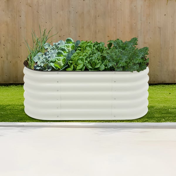 Højbed i metal - Plantekasse 6‑i‑1 - 105×60×43 cm - Til grøntsager og blomster - Hvid