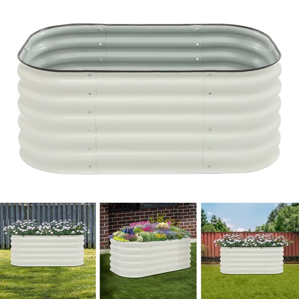 Højbed i metal - Plantekasse 6‑i‑1 - 105×60×43 cm - Til grøntsager og blomster - Hvid