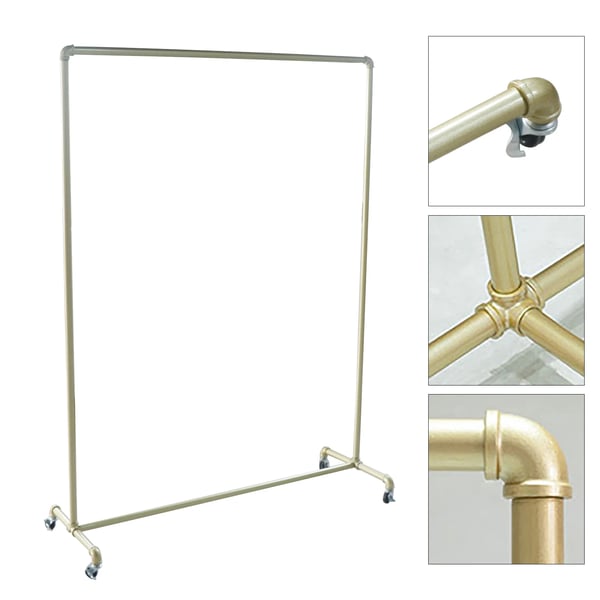 Klädställning/Klädhängare - Fristående klädställ - Mått 120×40×160 cm - 4 Svängbara Hjul - För Hall/Entré/Sovrum - Guld