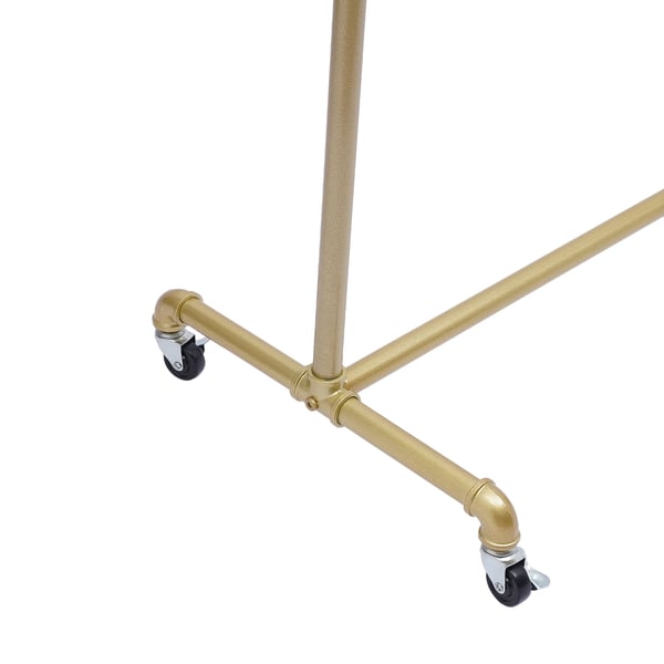Tøjstativ/Garderobestativ - Fritstående - Mål 120×40×160 cm - 4 Drejelige Hjul - Til Gang/Entré/Soveværelse - Guld