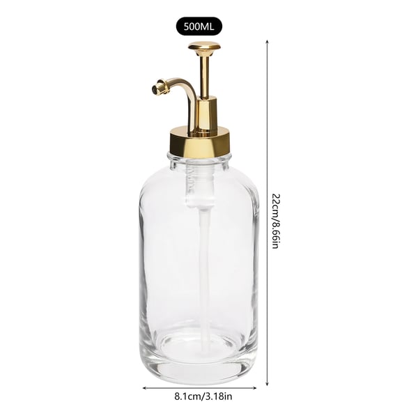 Sirupsdispenser - Pumpflaske - 500 ml - 2-pak - Lækagesikker - Rustfrit stål & glas - Guld