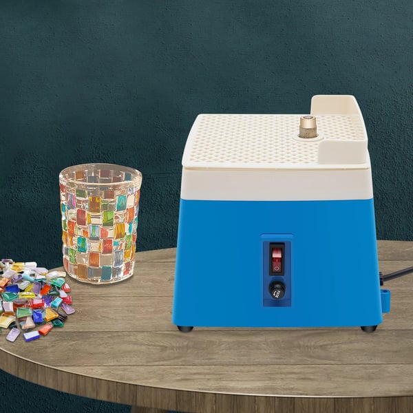 Glas- og keramikslibemaskine - Mini elsliber - Effekt 65W - Hastighed 4200 o/min - Vandtank 350 ml - Slibehoved 16 mm - EU-stik 220V - Blå