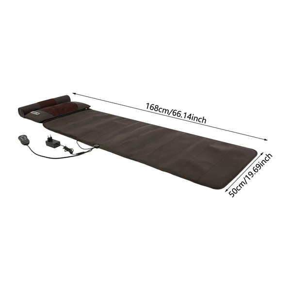 Massagemåtte til hele kroppen - Elektrisk massagemåtte - Vibrationsmotorer - Infrarød varme - Lændeværme - Brun