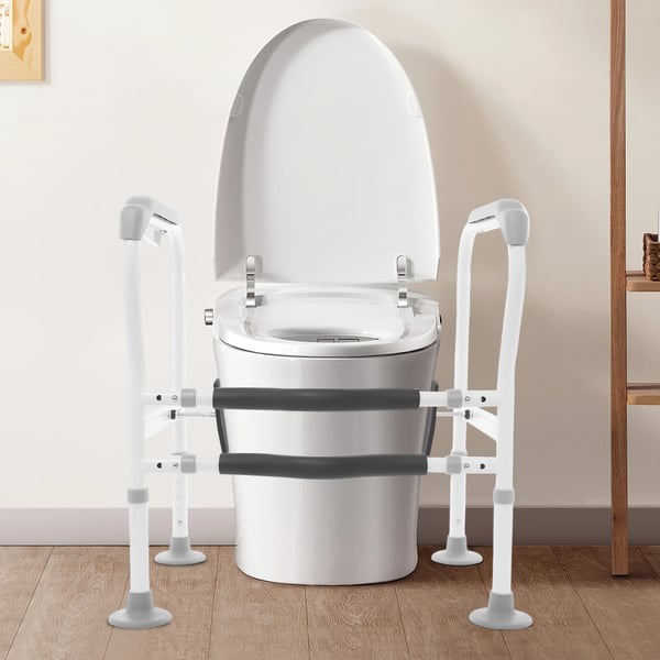 Toilet sikkerhedsramme - Toiletarmstøtte - Højdejusterbar 65–78 cm - Bredde 60–65 cm - Bæreevne 150 kg - Vandtæt - Hvid