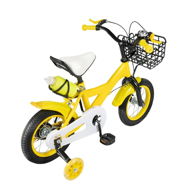 Børnecykel - 30,5 cm hjul - For 2–4 år, 80–95 cm - Maks 50 kg - Foran kaliperbremse, bagbremse - Kulstofstålramme - Gul