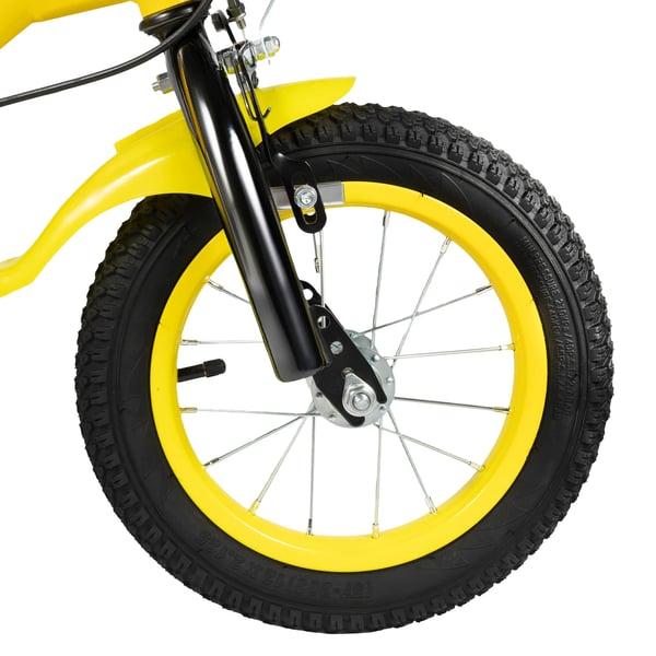 Børnecykel - 30,5 cm hjul - For 2–4 år, 80–95 cm - Maks 50 kg - Foran kaliperbremse, bagbremse - Kulstofstålramme - Gul