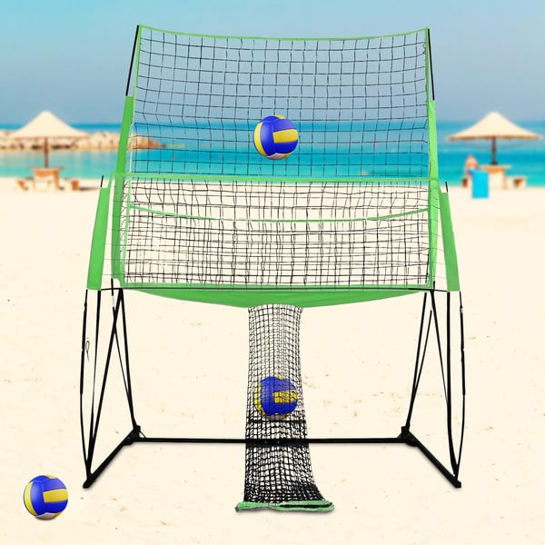 Volleyball træningsnet - Gulvmonteret - 244 x 335 cm - Til Legeplads & Idrætshal - Indendørs - Grøn
