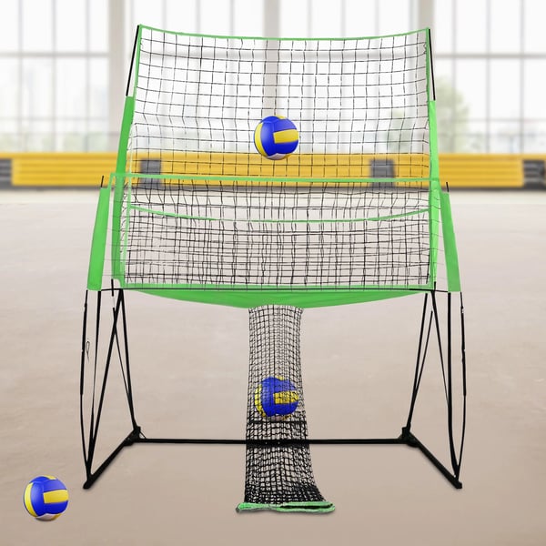 Volleyball træningsnet - Gulvmonteret - 244 x 335 cm - Til Legeplads & Idrætshal - Indendørs - Grøn