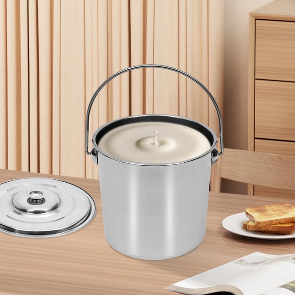 Stålspand 12 l - Spand med låg - Rustfrit Stål - Til opbevaring, køkken, catering, transport - Sølv
