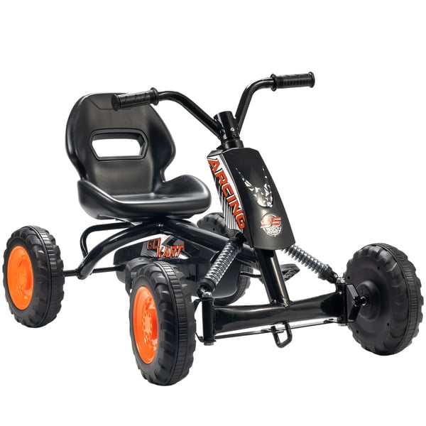 Gokart med pedaler för barn - Pedalbil - Mått 84x54x56 cm - Max 30 kg - Ålder 2–5 år - Plast - Fyra hjul - Svart