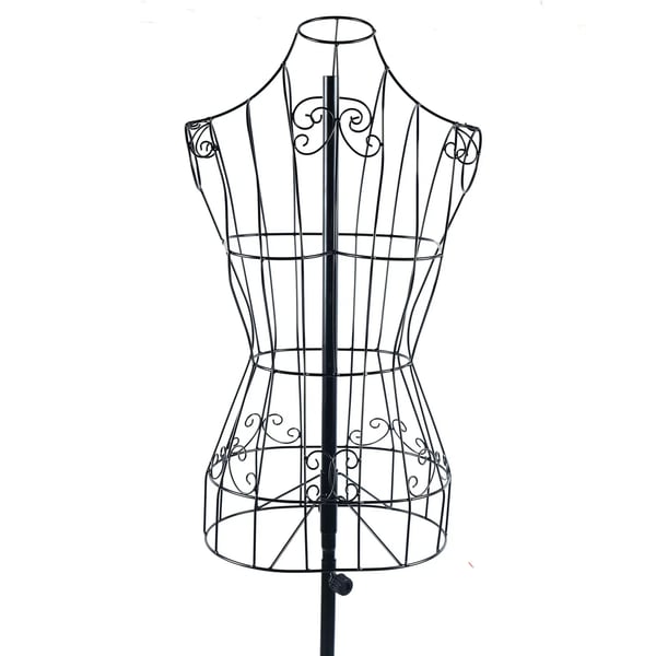 Skrædderbuste - Dame overkrop i metaltråd - Vintage - Justerbar højde 140–170 cm - Skulderbredde 32 cm - Talje 19 cm - Hals 10,5 cm
