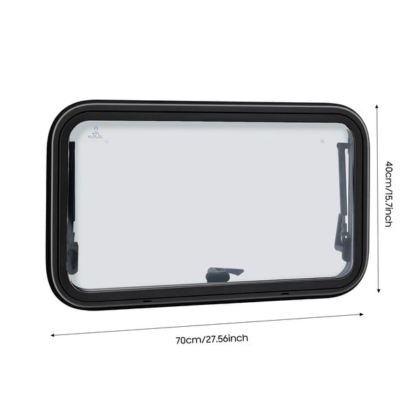 Sidevindue til autocamper - Opklappeligt vindue - 70 x 40 cm - Insektnet & Solafskærmning - Aluminiumslegering, Akryl, PVC - Sort