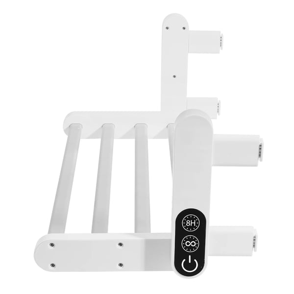 Elektrisk håndklædetørrer - Vægmonteret - 55°C Konstant Temperatur - 8 t Timer - IP55 Vandtæt - 90° Foldbar - LCD-skærm - EU-stik 220V - Hvid