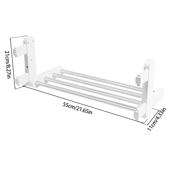 Elektrisk håndklædetørrer - Vægmonteret - 55°C Konstant Temperatur - 8 t Timer - IP55 Vandtæt - 90° Foldbar - LCD-skærm - EU-stik 220V - Hvid
