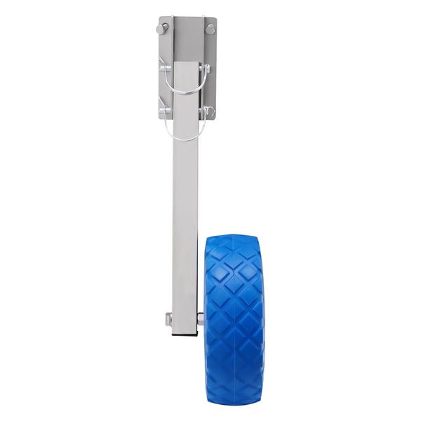 Bådtrailer - Akterhjul til oppustelig båd - 25 cm hjuldiameter - Max 150 kg - Beslag 15×8,5 cm - Rustfrit stål + plast - Blå