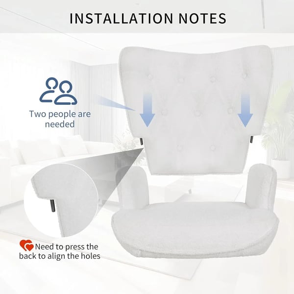 Recliner-lænestol 2-i-1 med fodskammel - TV-stol/øreklapstol - Lænefunktion - Stofpolstret - Moderne design - Hvid
