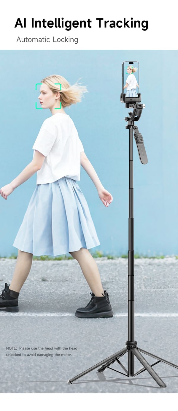 C16 - Gimbal-stabilisator til actionkamera - 360° rotation - Anti-shake stabilisering - Kulstoffiber - Foldet længde 13,8 cm - Fjernbetjening - Sort
