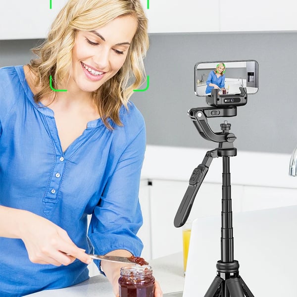 C16 - Gimbal-stabilisator til actionkamera - 360° rotation - Anti-shake stabilisering - Kulstoffiber - Foldet længde 13,8 cm - Fjernbetjening - Sort