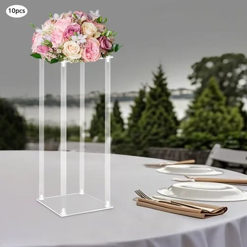 Blomsterstander i akryl - 10-pak hjørnesøjle - Rektangel 20×20×60 cm - 4,5 mm plader - 3 kg/stk - Bord/fritstående - Klar