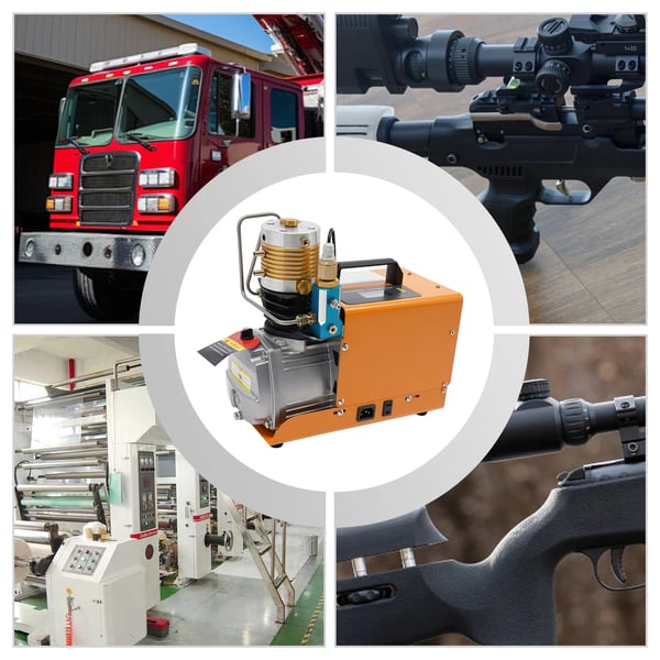 PCP kompressor - Højtrykspumpe - 30 MPa - 1,8 kW kobbermotor - 100 L/min - Automatisk stop - ≤6,8 L flaske - EU‑stik - Orange/Sort